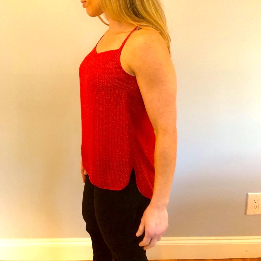 New LOFT Petite holiday Red Strappy Silky Camisole tank top blouse 4th of July